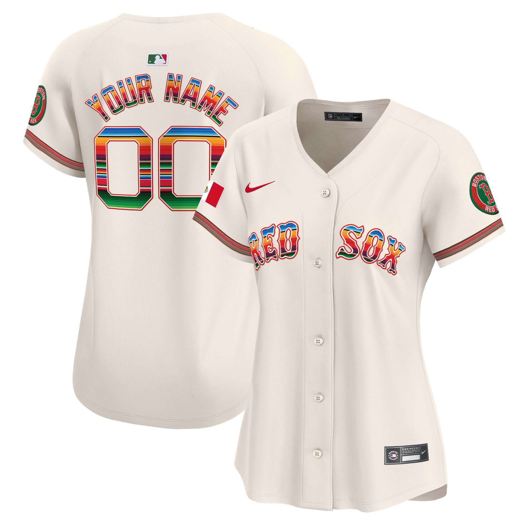 Women Boston Red Sox Cream 2024 Nike Mexico Vapor Premier Limited Custom MLB Jersey